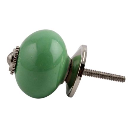 Solid Pea Green Silver Fitting Ceramic Drawer Knob